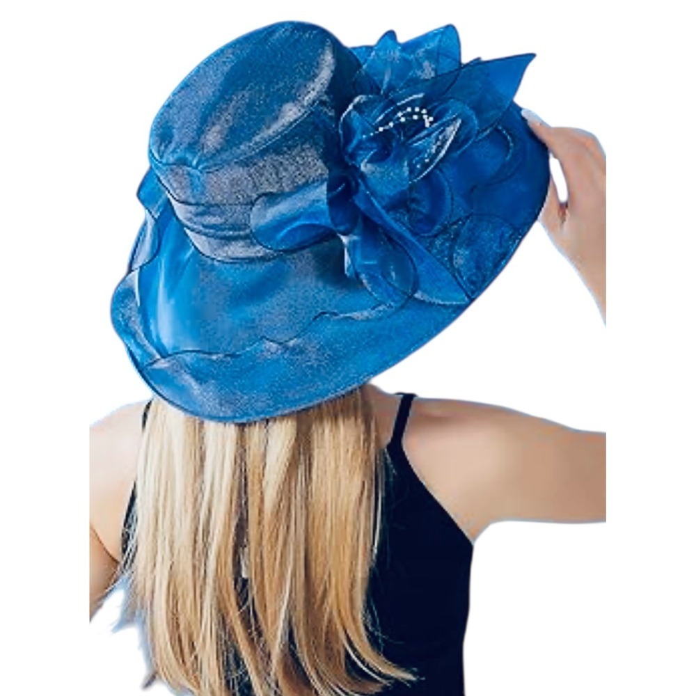 NEW Womens Royal Blue Formal Dress Hat Kentucky Derby Wedding Church Occasion - Picture 3 of 6